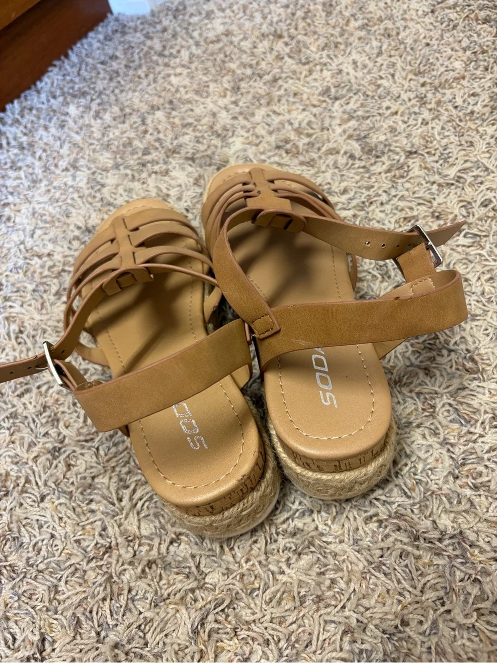 Soda Tan Woven-Strap Espadrille Platform Sandals